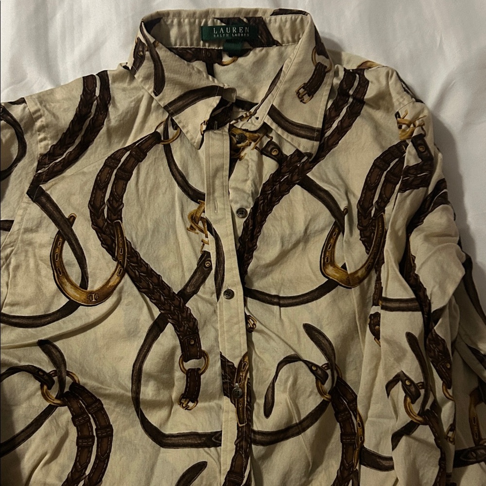 Lauren Ralph Lauren Brown and Cream Equestrian Shirt